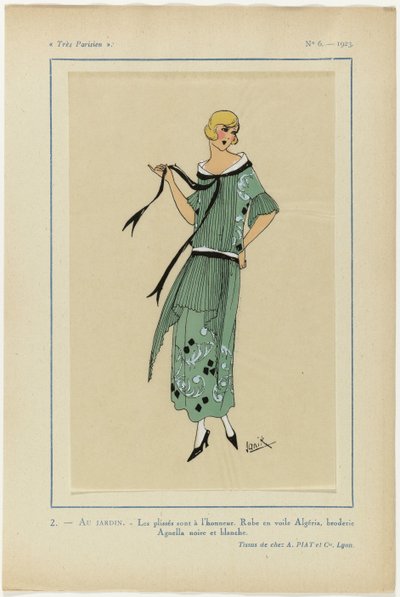 Très Parisien, 1923, Nr. 6: 2.- Im Garten. / Die Falten sind in Mode... von Janik