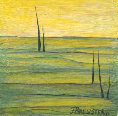 Goldener Himmel Grüne Landschaft von Janine Brewster