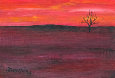 Einsamer Sonnenuntergangsbaum von Janine Brewster
