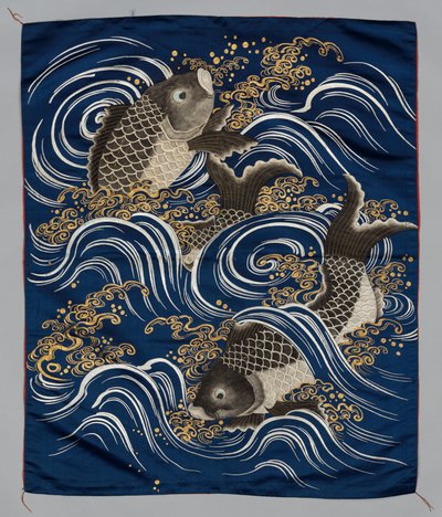 Geschenkverpackung (Fukusa) mit Karpfen in Wellen von Japan, Meiji period