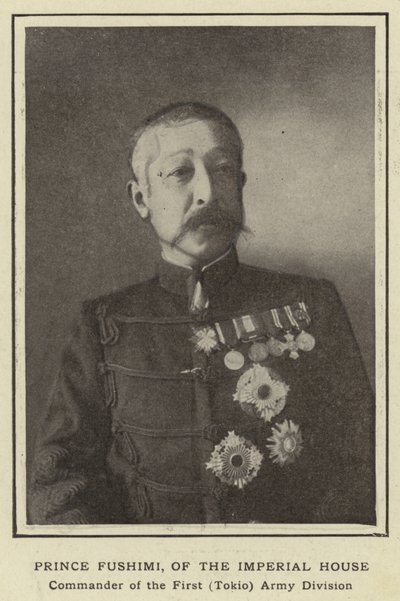 Prinz Fushimi, aus dem Kaiserhaus, Kommandant der ersten (Tokio) Armee-Division von Japanese Photographer