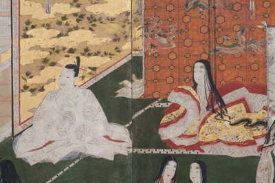 Detail von Frühling im Palast, sechsteilige Leinwand aus Die Geschichte von Genji (Detail) von Japanese School