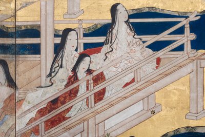 Detail von Frühling im Palast, sechsteilige Leinwand aus Die Geschichte von Genji (Detail) von Japanese School