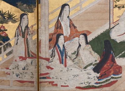 Detail von Frühling im Palast, sechsteilige Leinwand aus Die Geschichte von Genji (Detail) von Japanese School