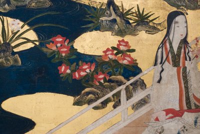 Detail von Frühling im Palast, sechsteilige Leinwand aus Die Geschichte von Genji (Detail) von Japanese School
