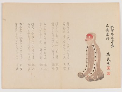 Kniender Affe mit rotem Gesicht, ca. 1860 von Japanese School