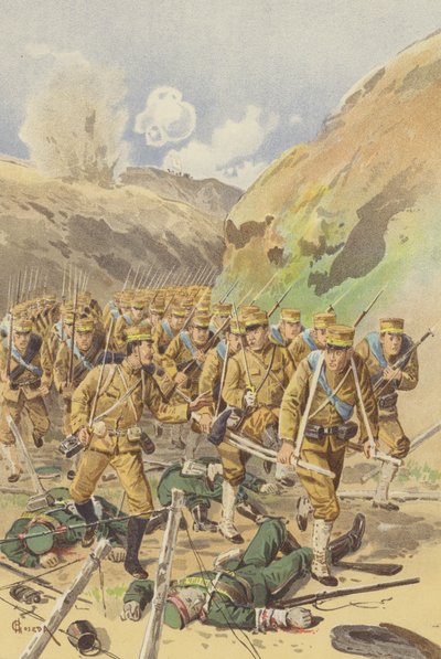 Leutnant Takagi bittet seinen Brigadekommandeur um Erlaubnis zum Vorrücken von Japanese School
