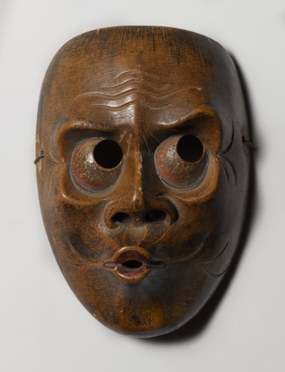 Maske möglicherweise von Usofuki, Charakter in Kyogen-Stücken von Japanese School