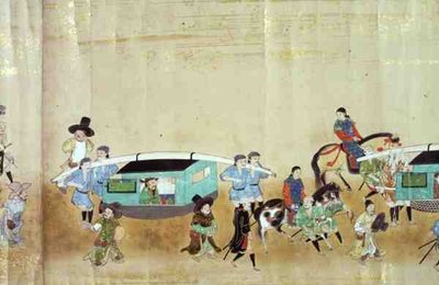 Teil der sechsten koreanischen Botschaft nach Japan in Meireki 1 zur Zeit der Nachfolge von Tokugawa Ietsuna im Jahr 1651, möglicherweise von Kano Masunobu (1625-94) 1655-57 von Japanese School