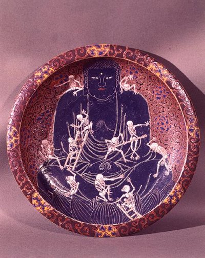Teller mit Buddha und zehn Skeletten (Keramik) von Japanese School