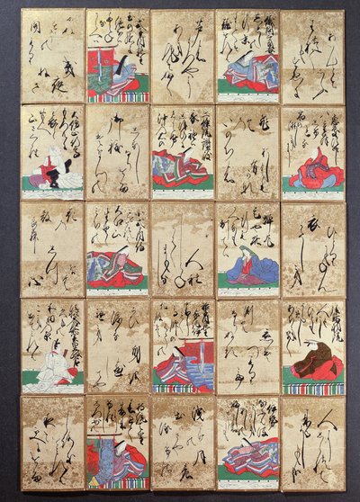 Spielkarten mit 100 Dichtern und Gedichten, verkauft auf der Weltausstellung in Paris 1867 von Japanese School