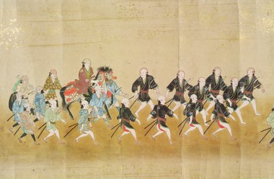 Sechste koreanische Gesandtschaft nach Japan zur Zeit der Nachfolge von Tokugawa Ietsuna im Jahr 1651, möglicherweise von Kano Masunobu (1625-94) 1655-57 (Rollbild) von Japanese School