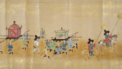 Sechste koreanische Gesandtschaft nach Japan in Meireki 1 zur Zeit der Nachfolge von Tokugawa Ietsuna im Jahr 1651, möglicherweise von Kano Masunobu (1625-94) (Rollbild) (Detail) von Japanese School
