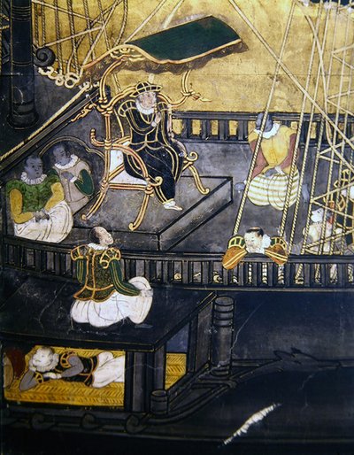 Die Ankunft der Portugiesen in Japan (Detail) von Japanese School