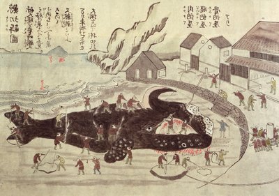 Das Zerlegen eines Wals, spätes 19. Jahrhundert von Japanese School
