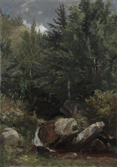 Bäume und ein Bach auf einem Hügel von Jasper Francis Cropsey