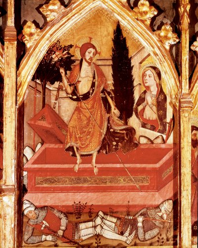 Altarbild der Jungfrau: Detail der Auferstehung von Jaume Serra