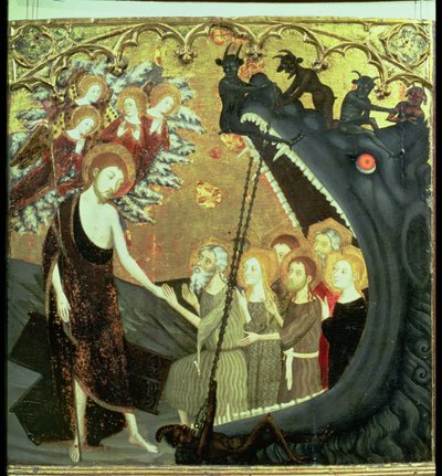 Tafel des Abstiegs in den Limbus, vom Altarbild des Klosters Santo Sepulchro, Zaragoza von Jaume Serra