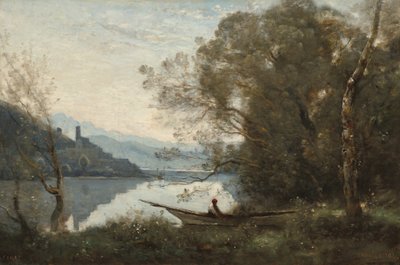 Der vertäute Bootsmann: Souvenir von einem italienischen See von Jean-Baptiste-Camille Corot