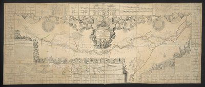 Karte des Canal de Languedoc, der den Atlantischen Ozean mit dem Mittelmeer verbindet, gewidmet und präsentiert an M.GRS Estates of Languedoc von Jean Baptiste Nolin