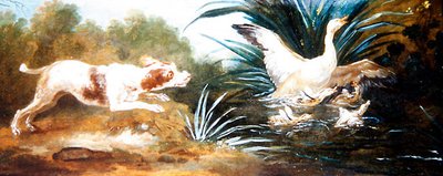 Landschaft mit einem Hund, der Enten jagt von Jean Baptiste Oudry