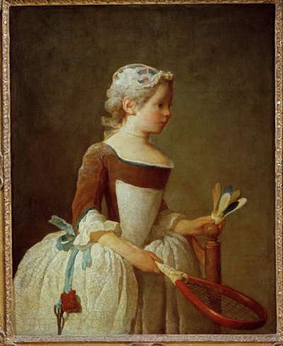Mädchen mit Federball von Jean-Baptiste Simeon Chardin