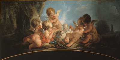 Gruppe von fünf Liebenden, die mit zwei Schafen spielen von Jean Francois Clermont