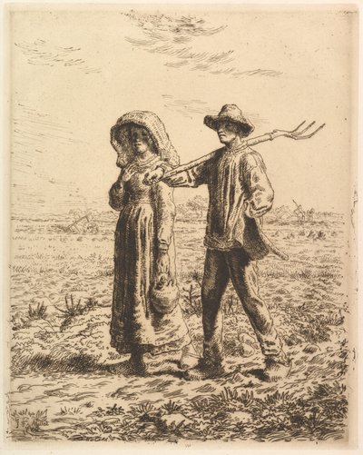 Bauern auf dem Weg zur Arbeit von Jean-Francois Millet