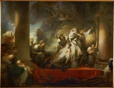 Der Hohepriester Coresus opfert sich, um Callirhoe zu retten von Jean-Honore Fragonard
