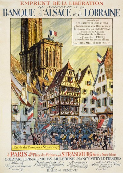 Darlehen der Befreiung: „Wir zeichnen bei der Bank von Elsass und Lothringen“ - Plakat, um 1918 von Jean-Jacques (1873-1951) Waltz