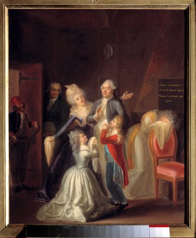 Abschied von Ludwig XVI. von seiner Familie am 20. Januar von Jean Jacques Hauer