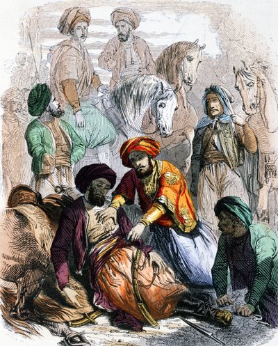 Ibrahim Pacha (1789-1848) segnet einen sterbenden Soldaten während des Feldzugs gegen die Wahhabiten von Jean Adolphe Beauce