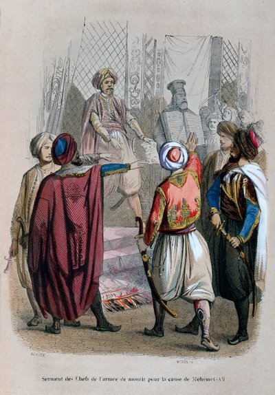 Eid der Kommandanten der Armee, für die Sache von Mehmet Ali zu sterben, Ägypten, 1805, 1847 von Jean Adolphe Beauce