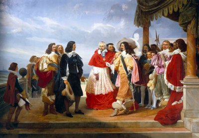 Nicolas Poussin wird von Kardinal Richelieu Ludwig XIII. von Frankreich vorgestellt (Detail) von Jean Alaux
