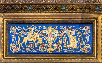 Tabernakel, linker Flügel: St. Markus und St. Matthäus. A. Chertier, Goldschmied in Paris von Jean Alexandre Chertier