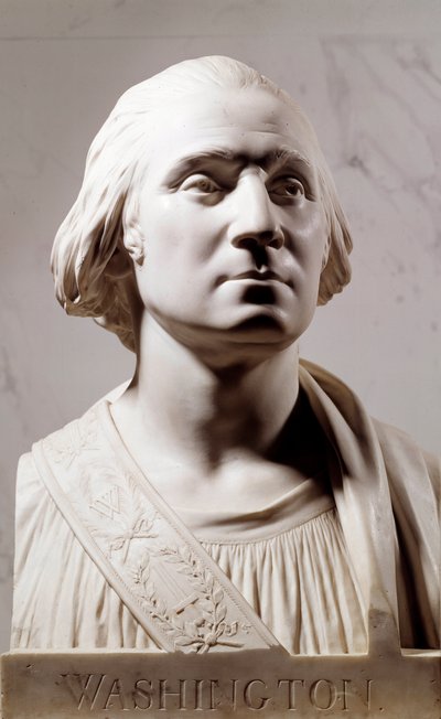 Marmorbüste von George Washington (1732-1789). Skulptur von Jean Antoine Houdon (1741-1828) 1786 von Jean Antoine Houdon
