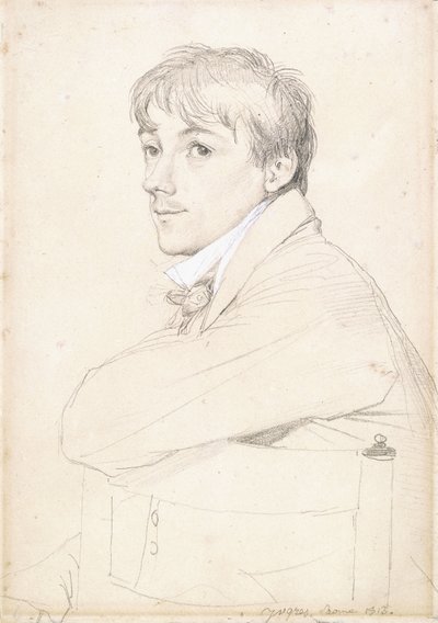 Jean-Louis Provost, sitzend und seinen linken Arm auf die Rückenlehne eines Stuhls stützend, 1813 von Jean Auguste Dominique Ingres