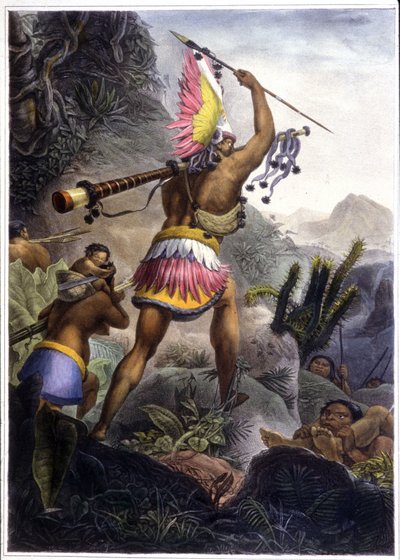 Ein Coroado-Indianer gibt das Signal zum Rückzug, 1839 von Jean Baptiste (after) Debret