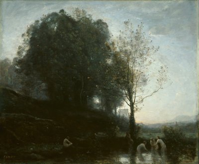 Badende Nymphen und Kind, 1855-1860 von Jean Baptiste Camille Corot