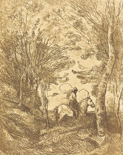 Reiter im Wald, Große Platte Le Grand Cavalier sous bois von Jean Baptiste Camille Corot