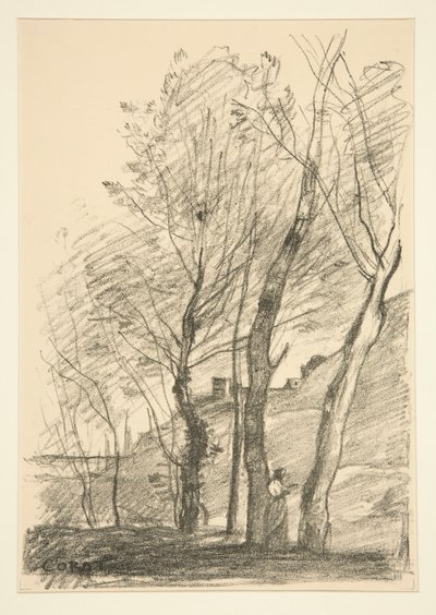 Lesen unter den Bäumen von Jean Baptiste Camille Corot
