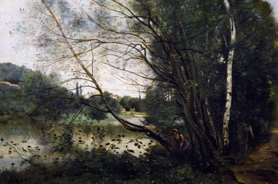See mit dem geneigten Baumstamm von Jean Baptiste Camille Corot