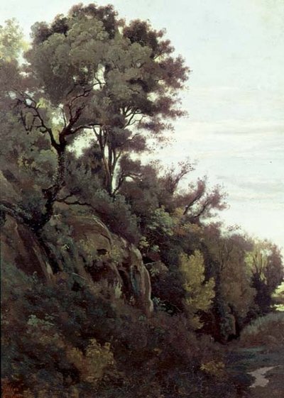 Marino - Bäume und Felsen von Jean Baptiste Camille Corot
