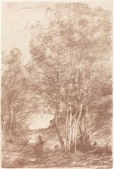 Der Rückzug der Philosophen, 1871 von Jean Baptiste Camille Corot