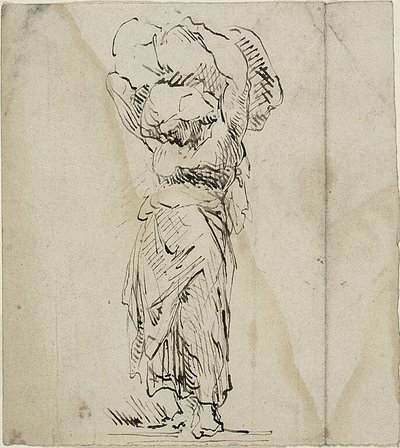 Stehende weibliche Figur mit großem Bündel von Jean-Baptiste Carpeaux