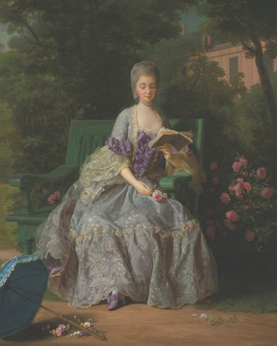 Porträt von Marie Thérèse Louise von Savoyen, Prinzessin de Lamballe (1749-1792), sitzend in voller Länge, in einem lila Kleid von Jean Baptiste Charpentier the Elder