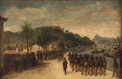 Einschiffung in Praia Grande von Truppen für die Blockade von Montivideu von Jean Baptiste Debret