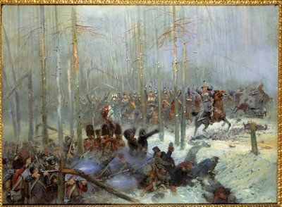 Russlandfeldzug 1812: „Angriff des 7. Schlachtschiffs von Oberst Dubois an der Beresina am 28.11.1812 in Russland“ Gemälde von Jean-Baptiste-Edouard Detaille (1848-1912) 19. Jahrhundert. Paris, Musée de l