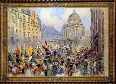 Die Übergabe der Trophäen an den Senat nach der Schlacht von Ulm und Austerlitz 1806, Aquarellskizze von Edouard Detaille von Jean Baptiste Edouard Detaille