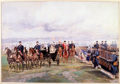 Zar Nikolaus inspiziert die Truppen mit Felix Faure in Chalon-sur-Marne während seines Besuchs in Frankreich, 9. Oktober von Jean Baptiste Edouard Detaille